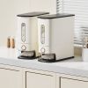 25LBS Vertical Rice Dispenser With Dustproof Lid Large Capacity Grain Storage Container With Measuring Cup Built-In Fresh Box For Kitchen Pantry Count