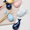 Assorted Color Ceramics Whale Chopstick Holder Rest Decorative Tableware Stand, 5 Pack