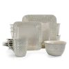 Ivory Lotus 16 Piece Square Stoneware Dinnerware Set