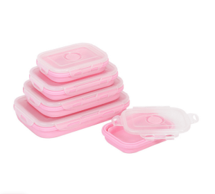 Reusable Pizza Storage Container with  Microwavable Serving Trays - Adjustable Pizza Slice Container to Organize & Save Space - BPA Free, Microwave, & (Color: pink, size: 350ML)
