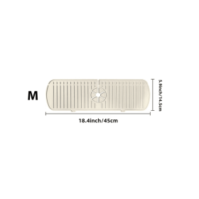 1pc Silicone Sink Faucet Mat Splash Guard; Kitchen Sink Draining Pad Behind Faucet Dish Drying Mat For Countertop; Bathroom; Farmhouse (Color: beige, size: M)