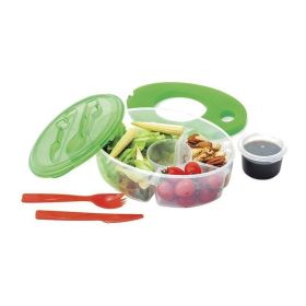 Reusable Salad Lunch Dressing Sauce Box (Color: green, Type: With Compartments)