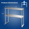 Kitchen Stainless Steel Overshelf with Adjustable Lower Shelf